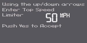 10. The downloader will now ask you if you would like to adjust the speed limiter. Choose Y or N. 11. If you choose Y, you may adjust your speed limiter from 50 to 135 MPH. Press Y to accept. 12.