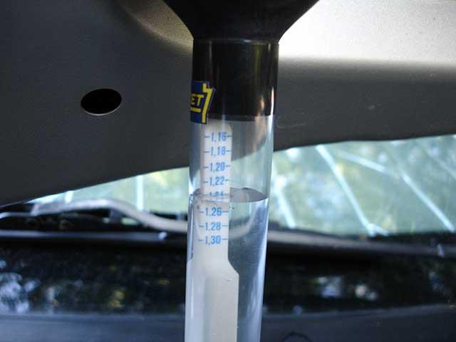 Hydrometer Readings 1.265 ===> 100% charge 1.
