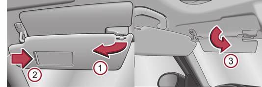 62 Lights and Visibility Visibility Sun visors Rear window heater You can switch the rear window heater on or off by pressing the switch fig.
