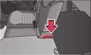Take the belt tongue out of the safety holder. Close the guide loop of the seat belt on the side of the outer seats until it is heard to lock.