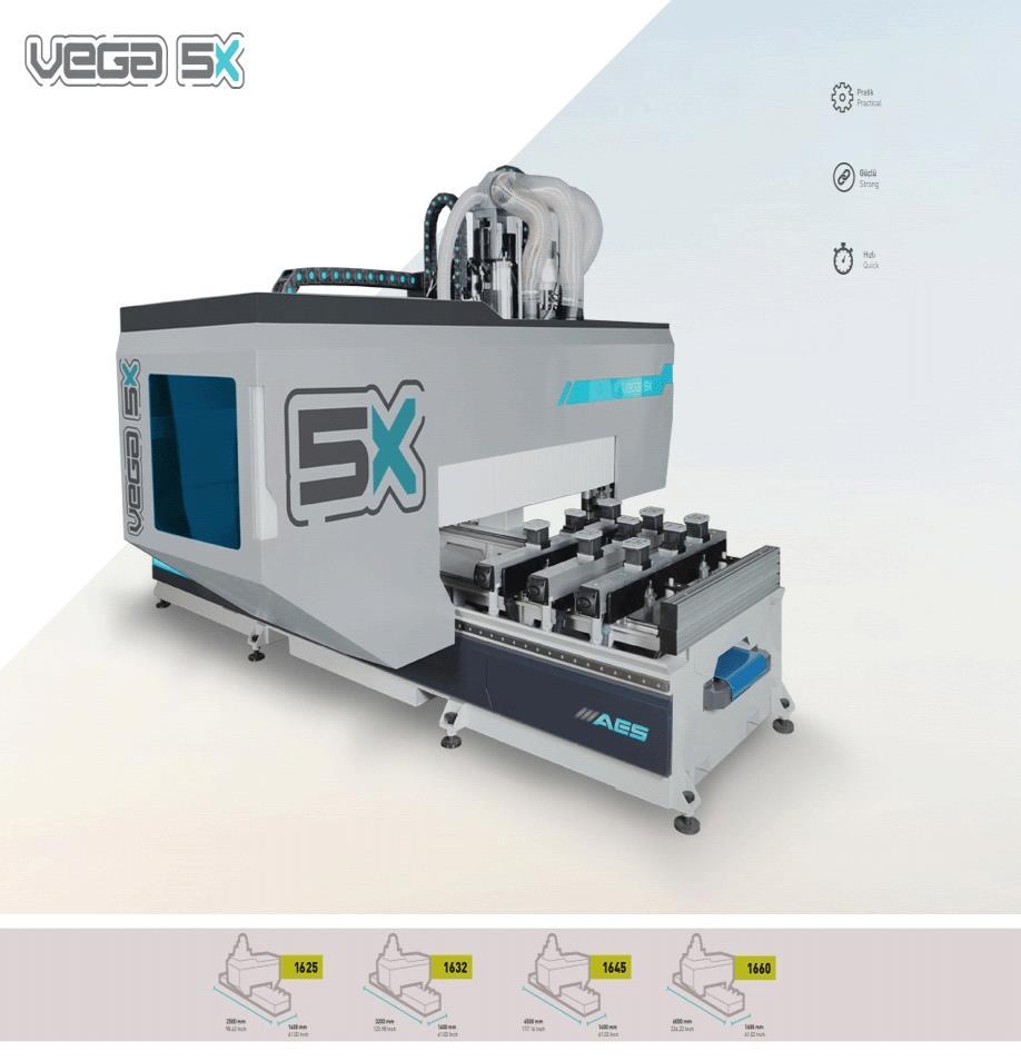 AES Vega series 5 Axis CNC Machining Centres, have been produced suitable for modular furniture production with fast, practical and reliable logic.