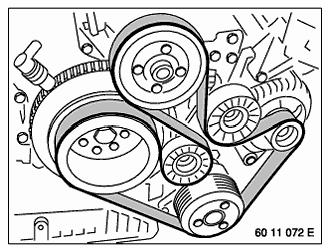 12. Install your new main serpentine belt as shown in the diagram from the TIS (below). The belt takes quite a few twists and turns, so make sure you ve followed the diagram.