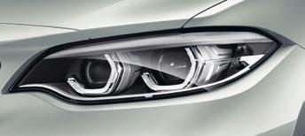 Automatic height adjustment and four white LED corona rings used for Daytime Driving Lights with a hexagonal Icon light design.