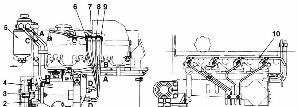 Fuel Injection Pump 00900150 1. Pump Holder 2. Fuel Injection Pump Drive Gear (number of teeth: 52) 3. Drive Shaft 4. Fuel Injection Pump (Body) 5. Fuel Filter 6. Fuel Injection Pipe (No. 1) 7.