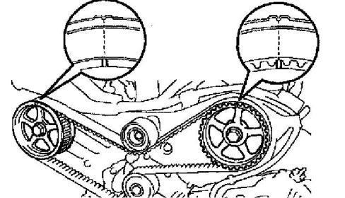 3 timing belt cover as shown in the illustration. If the marks do not align, remove the timing belt and reinstall it. c. Remove the crankshaft pulley bolt.