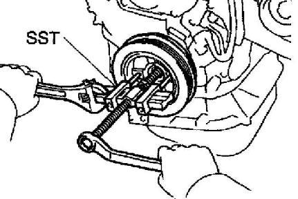 Loosen the generator pivot bolt. b. Remove the nut and bracket. 11.