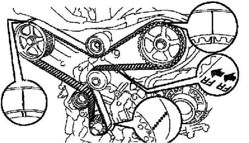 IF REUSING TIMING BELT, CHECK INSTALLATION MARKS ON TIMING BELT Check that there are 3 installation