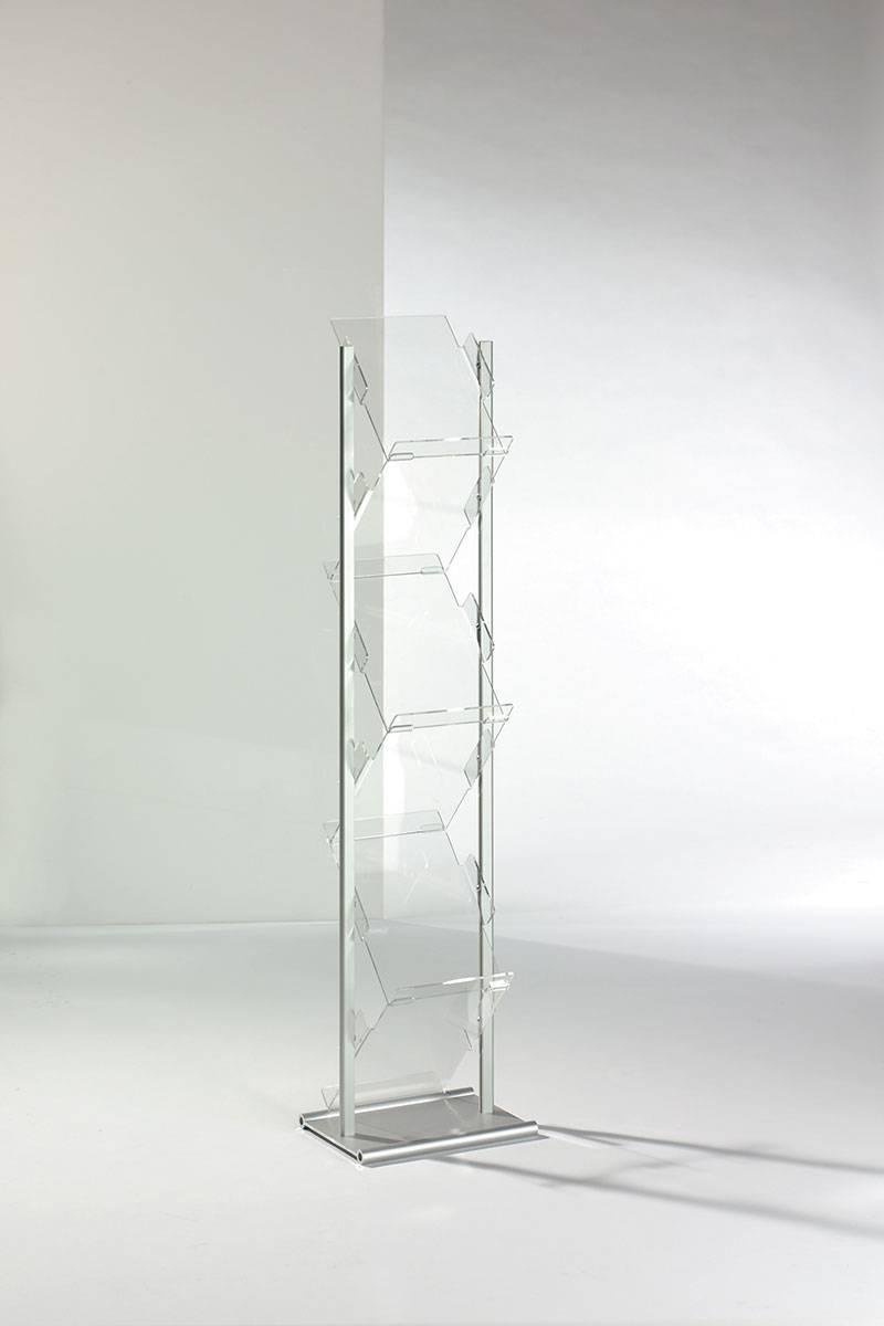 Aluminium / Plexi glass 6x A4 portrait format Height 140cm Brochure rack tower Eloxed