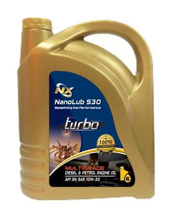 Nano Lub NX S30 (Multigrade) API SN SAE 10W-30 A high quality multigrade oil for all gasoline, LPG and diesel passenger cars and light trucks with or without turbo.