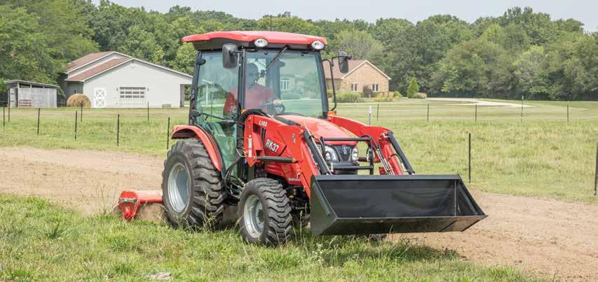 Powerful Yanmar EPA Tier 4 certified 3-cylinder, liquid cooled 37HP diesel engine Available in either 12F/12R shuttle-shift or 3-range hydrostatic transmissions Open station, or fully-enclosed cab