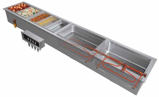 Modular/Ganged Slim Heated Wells Ordering Instructions Cutaway of HWBI-S4MA with accessory food pans and optional split control boxes Full-size Heated Well compartments can house a variety of pans