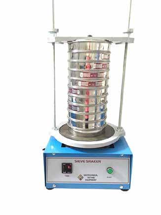 GEO TESTING EQUIPMENT Sieves Shaker The Sieve Shaker imparts a circular motion to the material being sieved so that it makes a slow progression over the surface of the sieve.