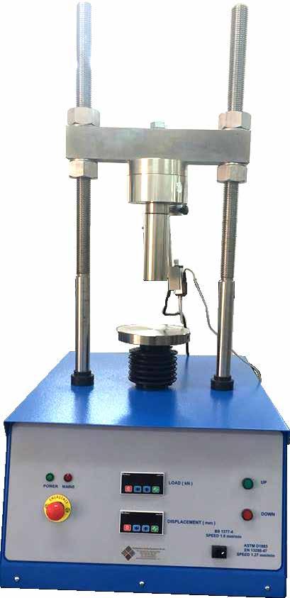 GEO TESTING EQUIPMENT CBR Test Machine with Digital Readout Unit The CBR Test Machine with Digital Readout Unit is designed for performing laboratory evaluation of the CBR value of highway sub bases,