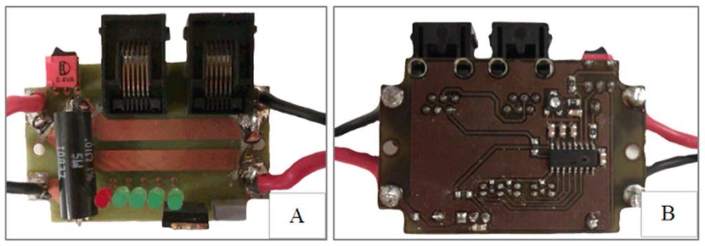 Figure 5. State of charge measuring prototype. A) Top view B) Bottom view. 3.