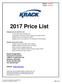 2017 Price List. Krack Corporation Hussmann Corporation St. Charles Rock Rd. Bridgeton, MO Phone: Fax: