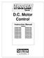 D.C. Motor Control. Instruction Manual