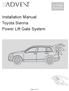 Toyota Sienna. Installation Manual: Toyota Sienna. Power Lift Gate System. Page 1 of 12