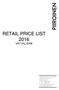 RETAIL PRICE LIST 2016 VAT 0%, EXW