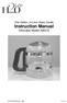 One Gallon, (4 Litre) Glass Carafe Instruction Manual H2oLabs Model 300CG