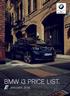 Sheer Driving Pleasure. BMW i3 PRICE LIST. JANUARY 2018.