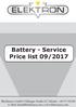 Battery - Service Price list 09/2017