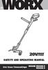 SAFETY AND OPERATING MANUAL. 3 in 1 Grass Trimmer/Edger WG169E WG169E.5 WG169E.9