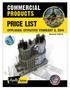 COMMERCIAL PRODUCTS PRICE LIST