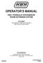 CORPORATION OPERATOR S MANUAL HWH HYDRAULIC SPACEMAKER ROOM EXTENSION SYSTEM