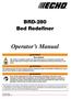 BRD-280 Bed Redefiner. Operator s Manual