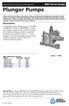 Plunger Pumps. RMV Series Pumps NORTH AMERICA. Description. Operating Instructions and Parts Manual