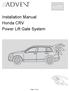 Installation Manual: Honda CRV Power Lift Gate System