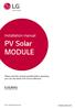 PV Solar MODULE. Installation manual. Please read this manual carefully before operating your set and retain it for future reference.