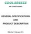 GENERAL SPECIFICATIONS AND PRODUCT DESCRIPTION