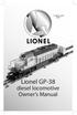 /97. Lionel GP-38. diesel locomotive Owner s Manual