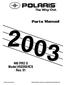 440 PRO X Model #S03NX4CS Rev. 01. E 2002 Polaris Sales Inc. PARTS MANUAL PN and MICROFICHE PN /03