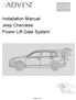 Installation Manual: Jeep Cherokee Power Lift Gate System