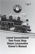 /11. Lionel Conventional Two-Truck Shay Steam Locomotive Owner s Manual