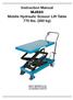 Instruction Manual MJ520 Mobile Hydraulic Scissor Lift Table 770 lbs. (350 kg)