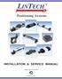 LINTECH. Positioning Systems INSTALLATION & SERVICE MANUAL. Front Cover. Registered by UL to ISO Certificate No. A6916