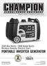 PORTABLE INVERTER GENERATOR i Max Watts / 2800 Rated Watts Wireless Remote, Electric Start OWNER S MANUAL & OPERATING INSTRUCTIONS