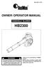 HB2300 OWNER/ OPERATOR MANUAL HANDHELD BLOWER WARNING (710)