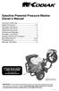 Gasoline Powered Pressure Washer Owner's Manual