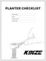 PLANTER CHECKLIST. Serial Number: Model: Inspection Date: Inspected By: