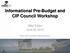 Informational Pre-Budget and CIP Council Workshop