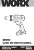 SAFETY AND OPERATING MANUAL. Lithium-Ion cordless hammer drill WX372 WX372.1 WX372.9