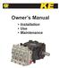 Owner s Manual. Installation Use Maintenance