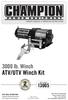 atv/utv Winch Kit 3000 lb. Winch OWNER S MANUAL & OPERATING INSTRUCTIONS
