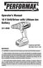 Operator s Manual 18 V Drill/Driver with Lithium-Ion Battery