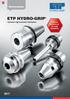 Metalworking ETP HYDRO-GRIP. Achieve Excellence through Simplicity. Hydraulic high precision toolholders