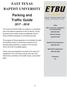 EAST TEXAS BAPTIST UNIVERSITY Parking and Traffic Guide